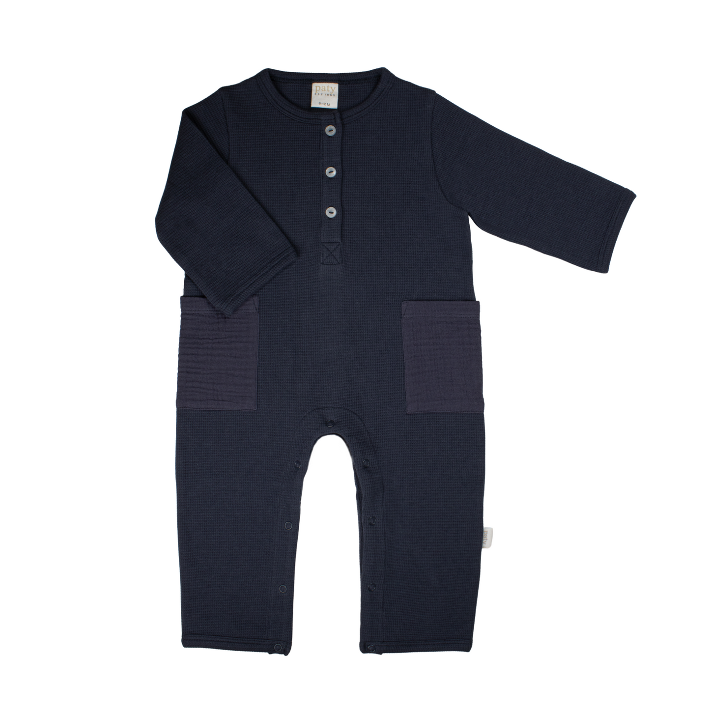 Boys Waffle Knit Romper - Navy