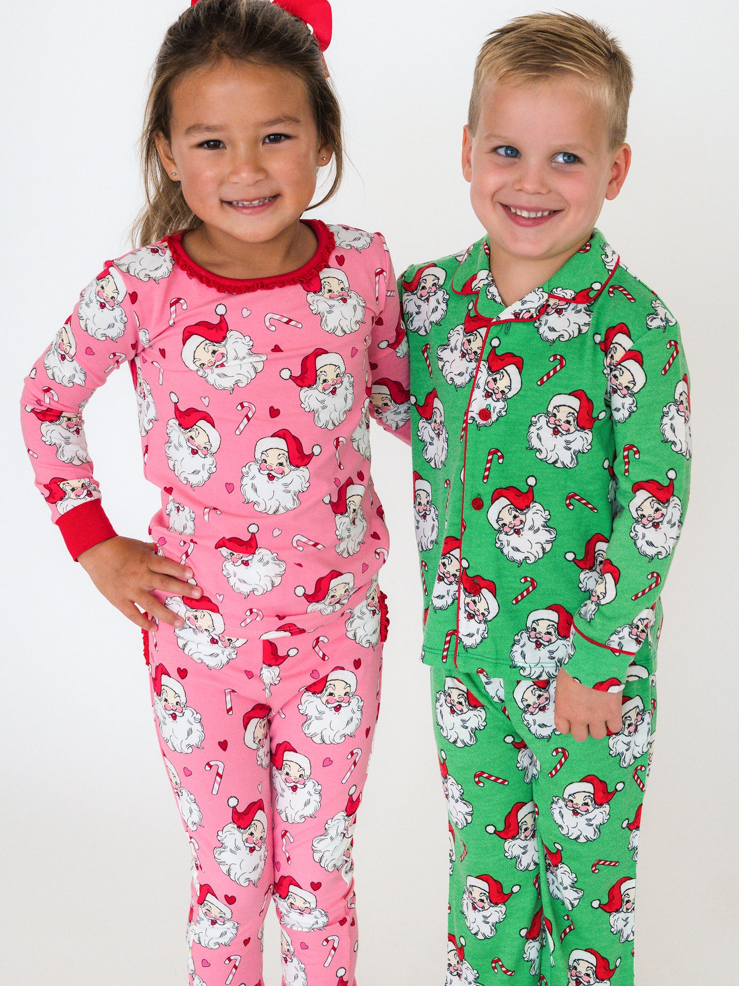 Green Santa Joy Button Up Pajama Set
