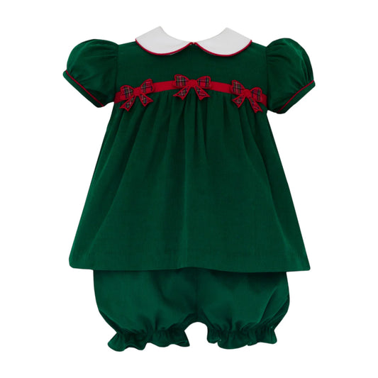 Green Corduroy Bows Bloomer Set