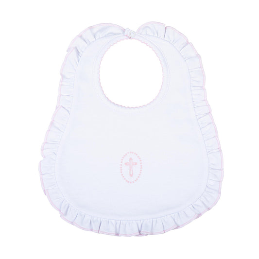 Blessed Embroidered Bib - Pink