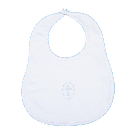 Blessed Embroidered Bib - Blue