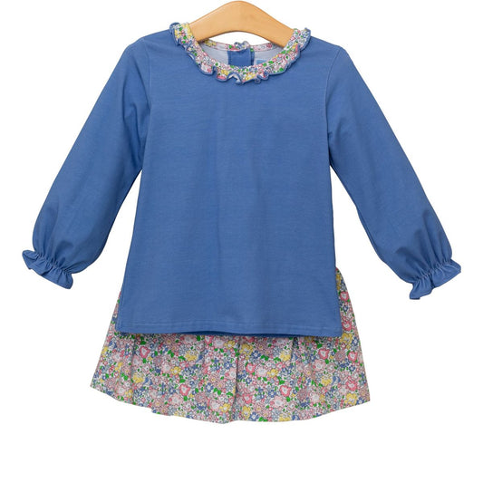 Blue Floral Skort Set