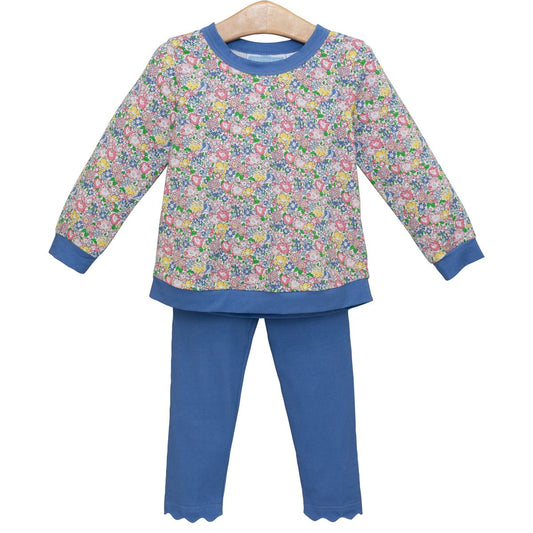 Blue Floral Reagan Pants Set