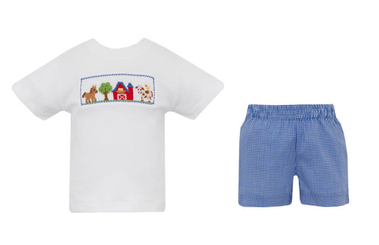 Smocked Farm Boy Short Set