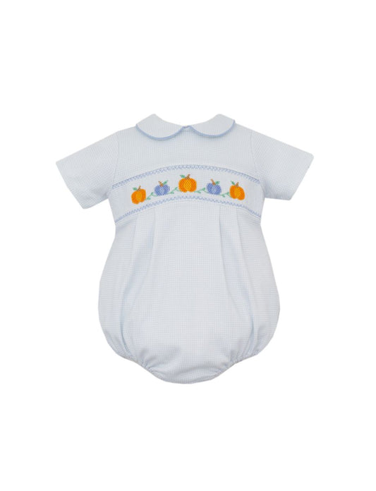 Blue Check Smocked Pumpkin Knit Bubble