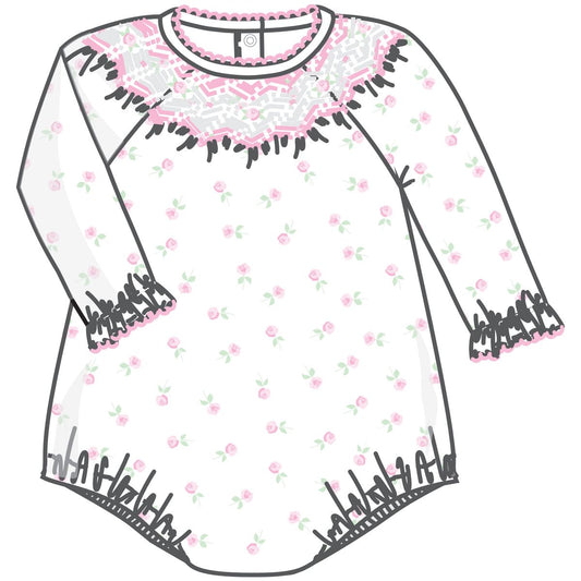 Juliette's Classics Bishop Print Long Sleeve Bubble - Pink