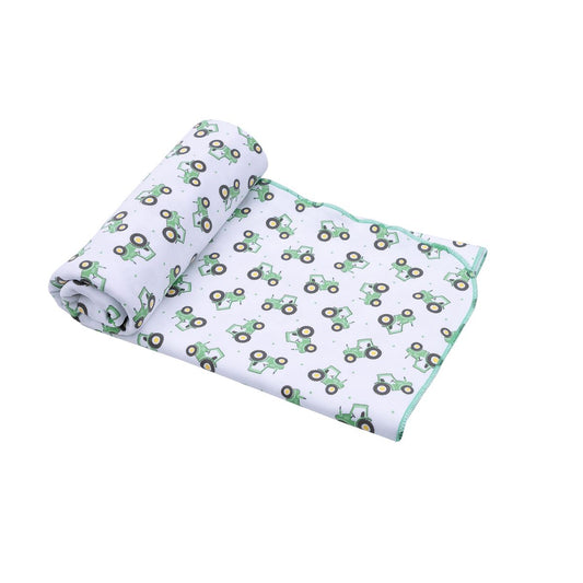 Lil' Green Tractor Green Printed Swaddle Blanket