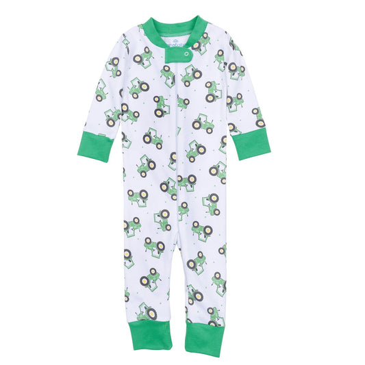 Lil' Green Tractor Green Zipper Pajamas