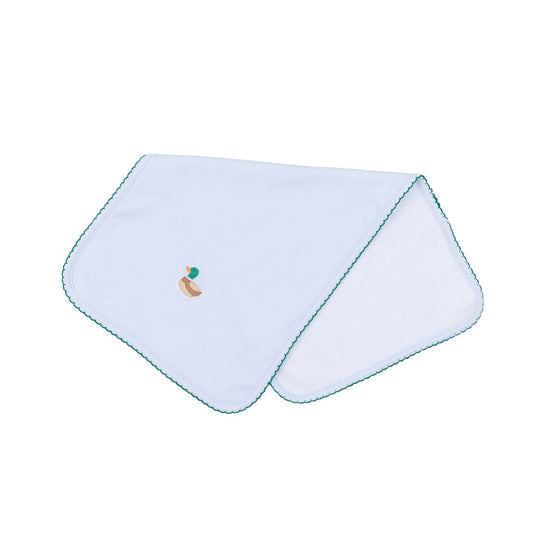 Mini Mallard Embroidered Burp Cloth - Light Blue