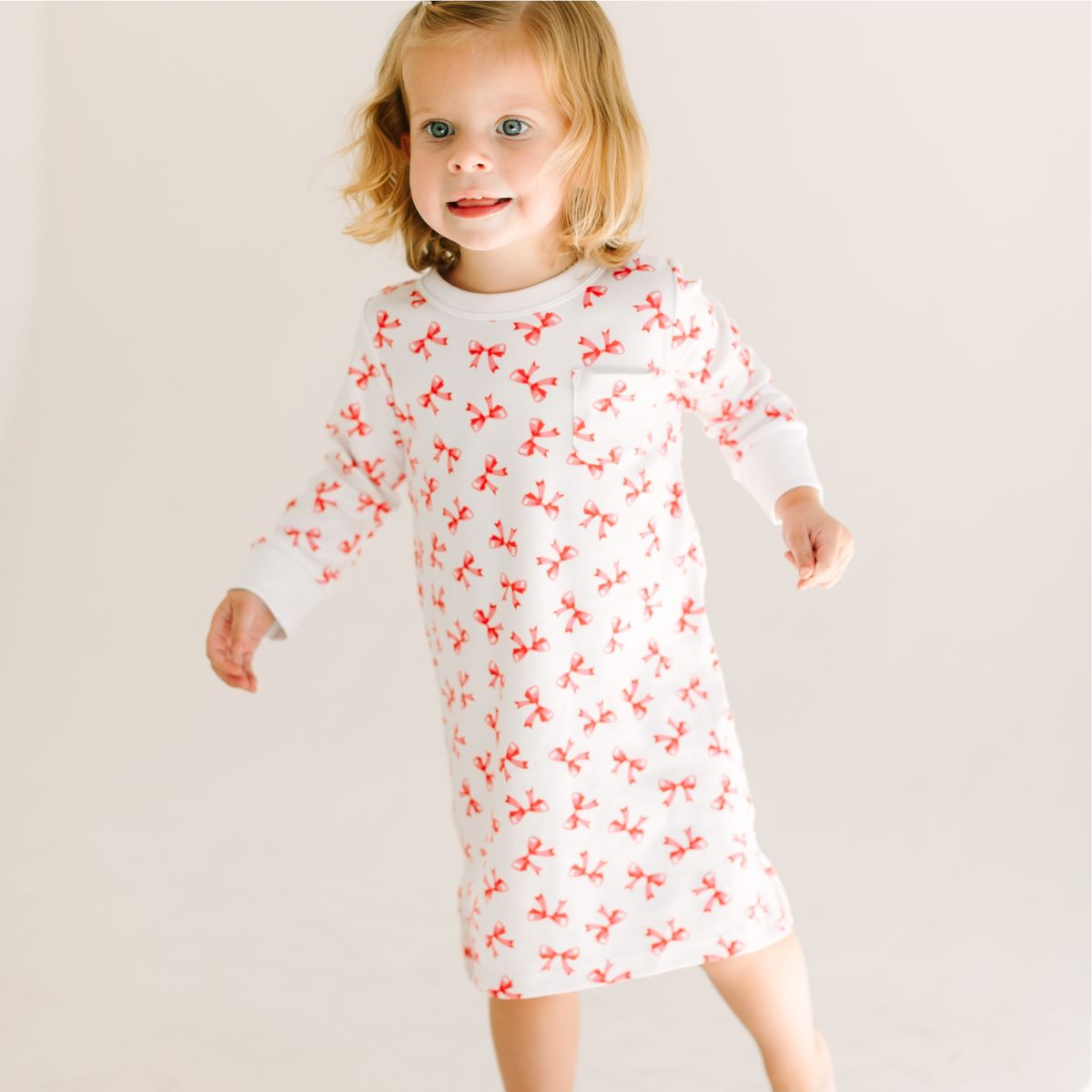Scarlett Bows Red Long Sleeve Nightdress