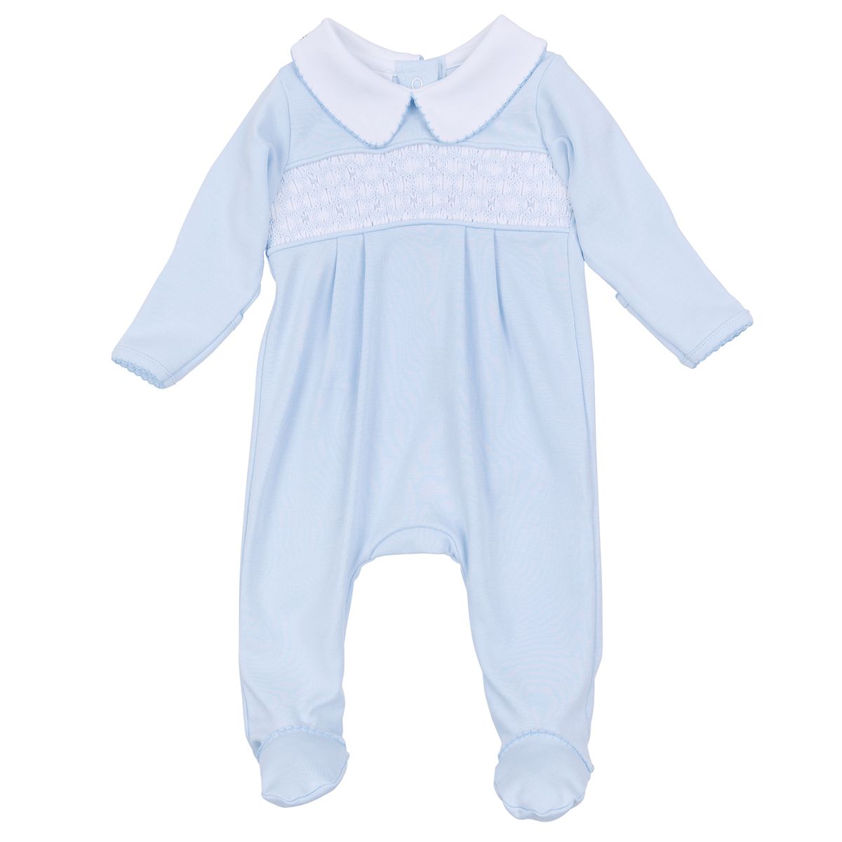 Willow and Walker's Classics Smocked Collared Footie - Light Blue