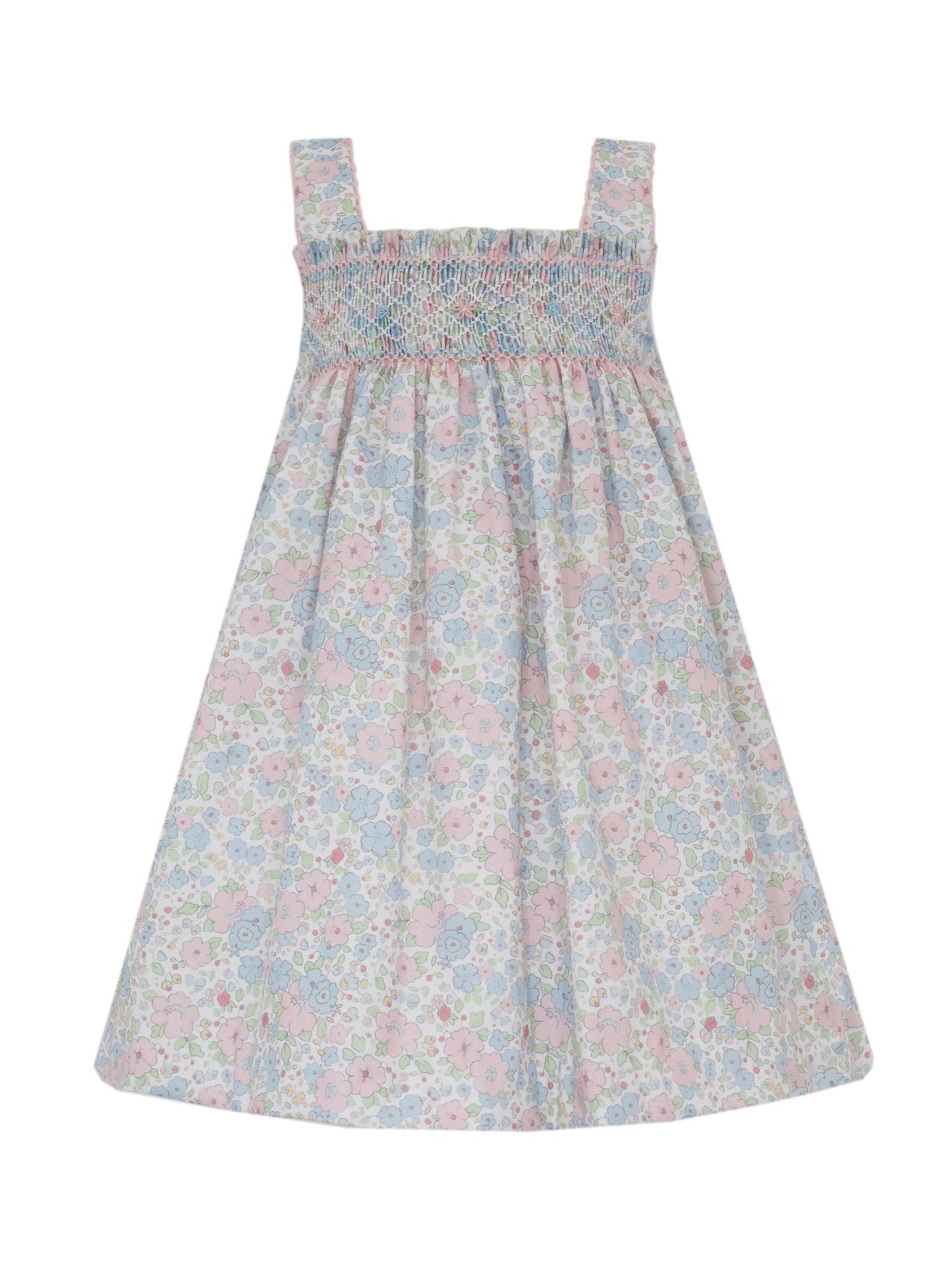CAROLINE - Pink and blue liberty floral strap sundress
