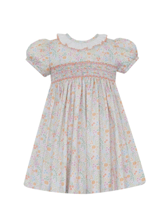 Smocked Multicolor Floral Pumpkin Dress