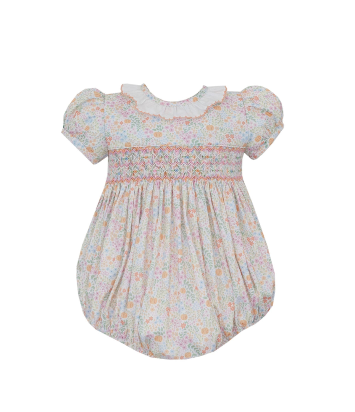 Smocked Multicolor Floral Pumpkin Bubble