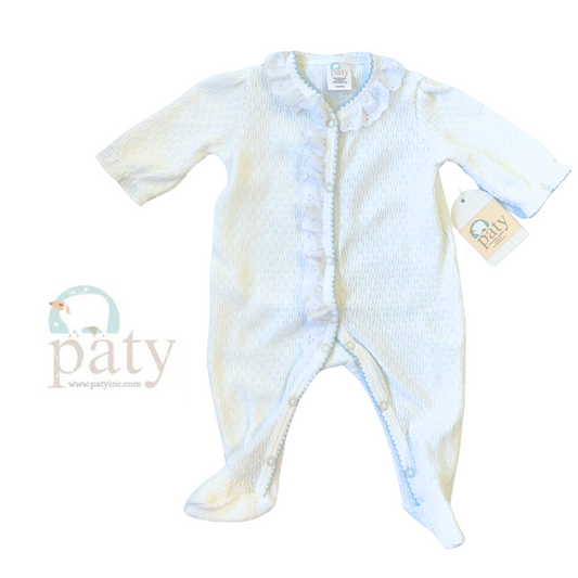 Footie with Eyelet Trim-Blue