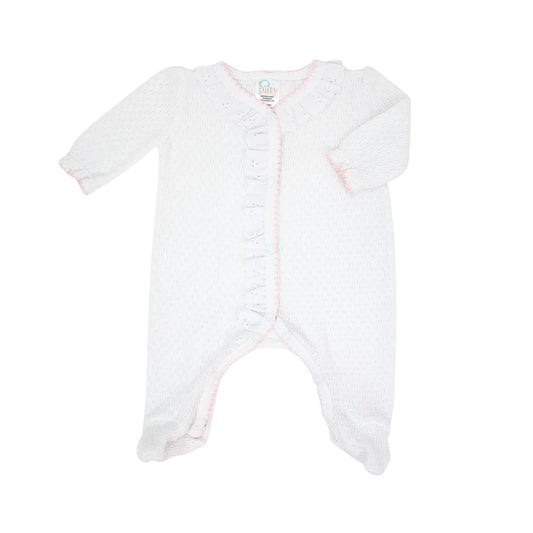 Paty Knit Footie w/ Eyelet - White/Pink
