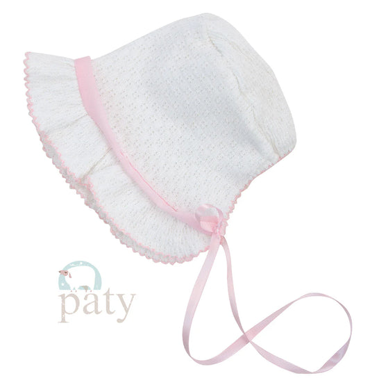 Bonnet w/ Pink Chiffon Trim