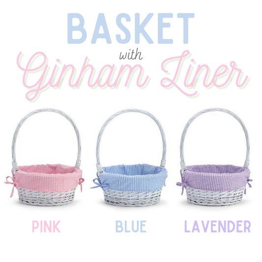 Basket with Personalized Liner-Gingham