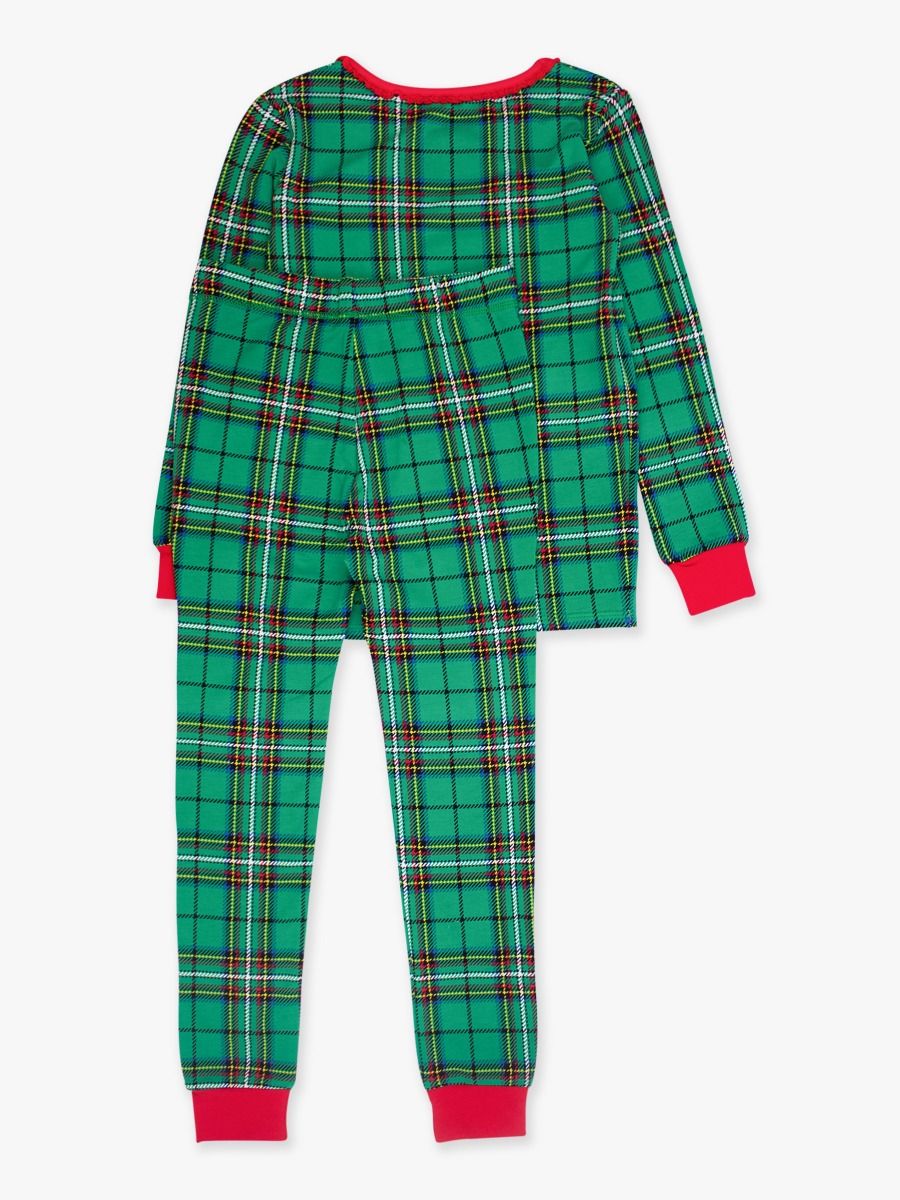 Green Nicholas Plaid Ruffle Long Sleeve Pajama Set