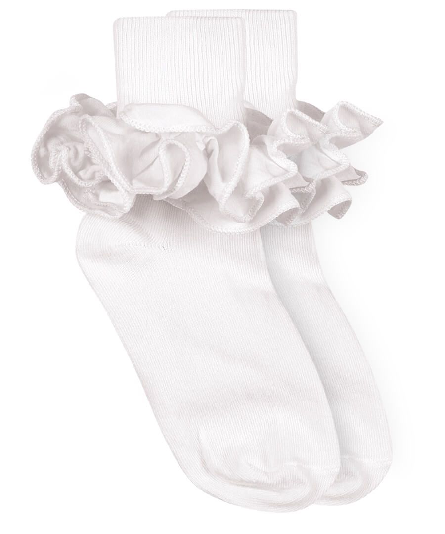 Jefferies Socks Misty Ruffle Lace Turn Cuff Socks 1 Pair - White