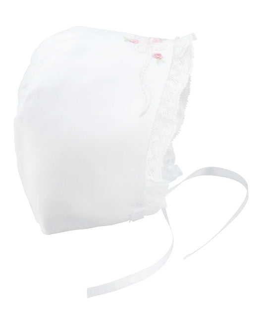White Vintage Bow Bonnet