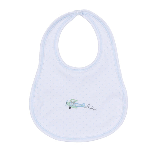 Take Flight Embroidered Bib - Light Blue