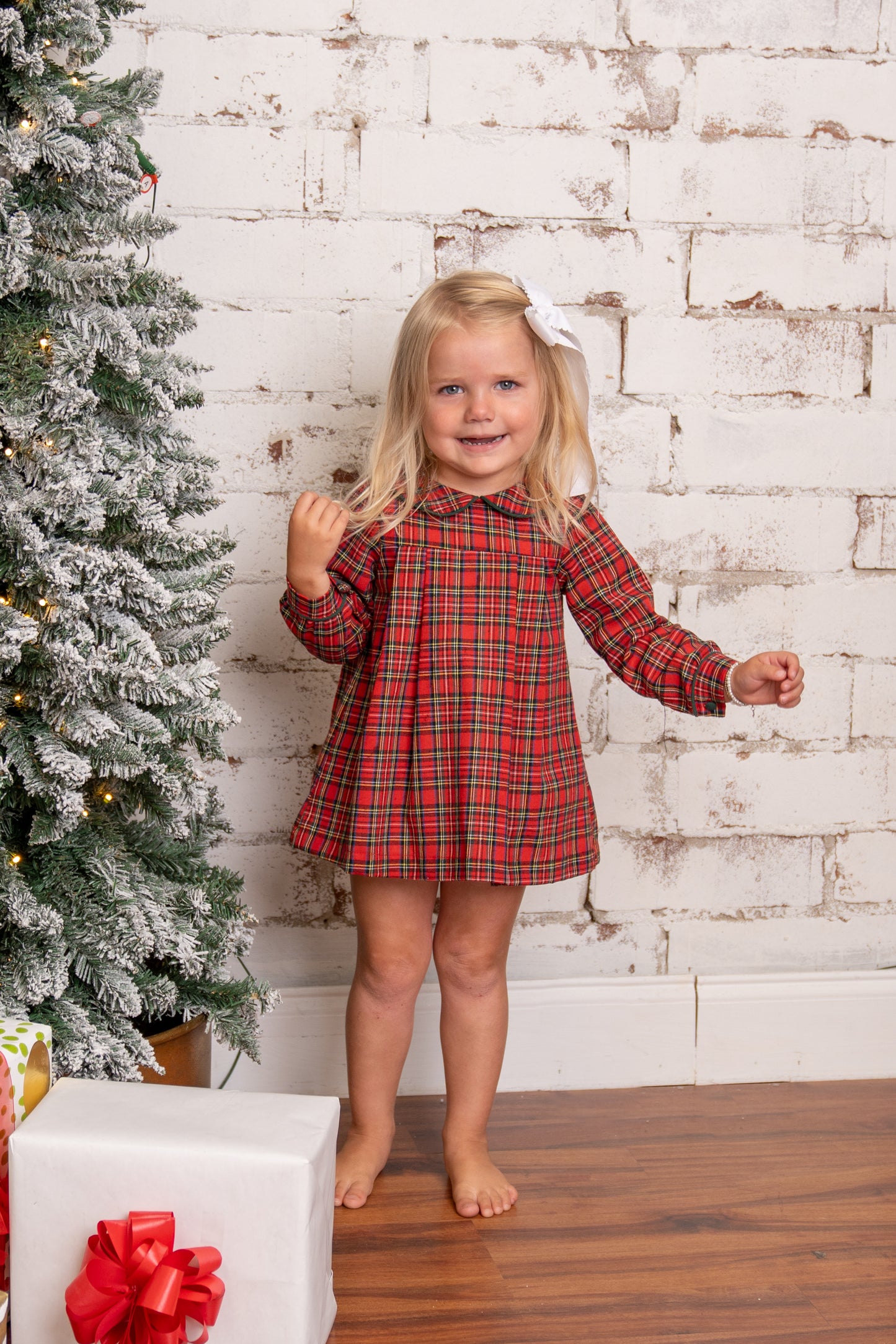 Ava Red Tartan Bloomer Set