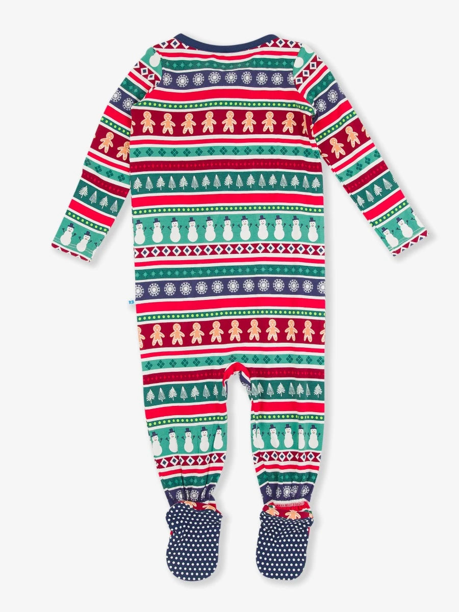 Fair Isle Friends One Piece Footie Pajamas