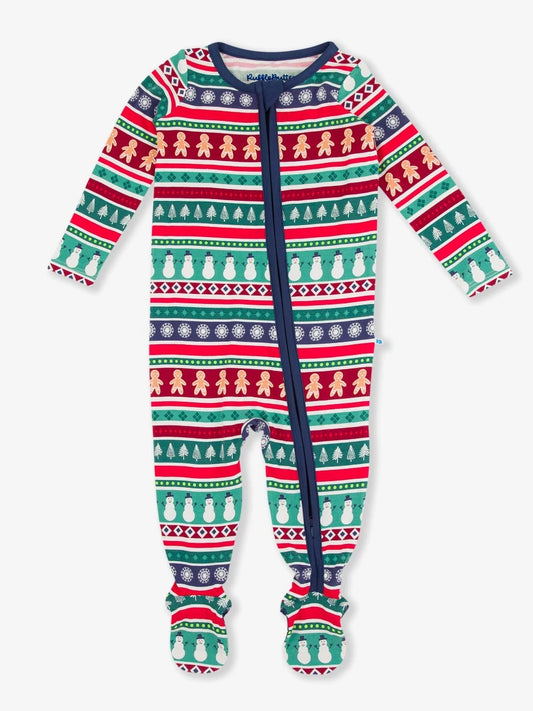 Fair Isle Friends One Piece Footie Pajamas