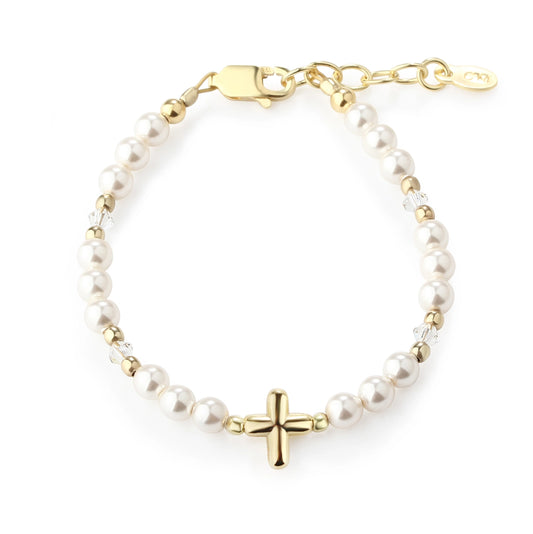 Girls 14K Gold-Plated Cross Bracelet