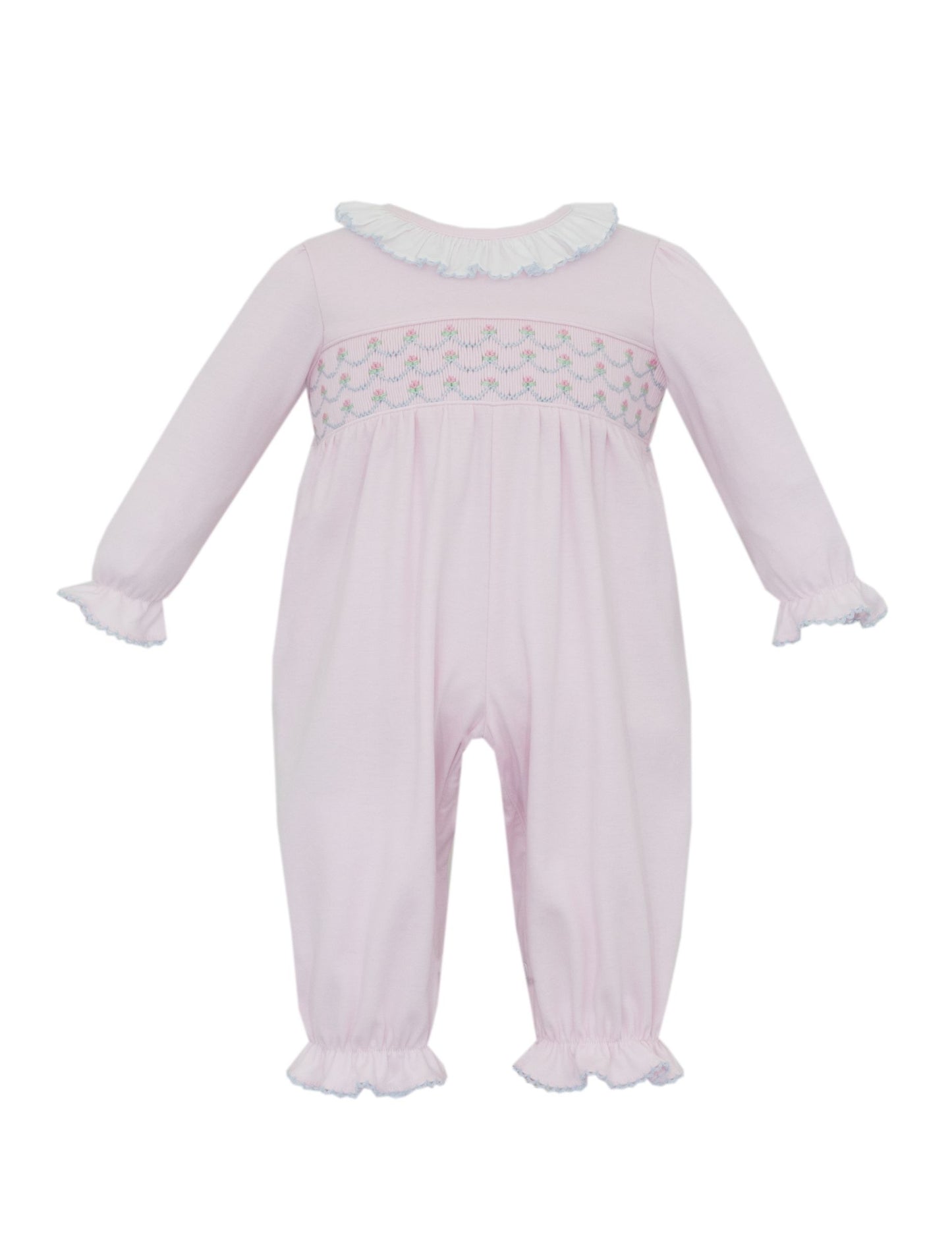 Smocked Ellie Pink Knit Long Bubble