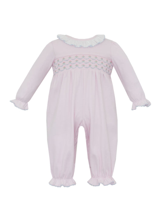 Smocked Ellie Pink Knit Long Bubble