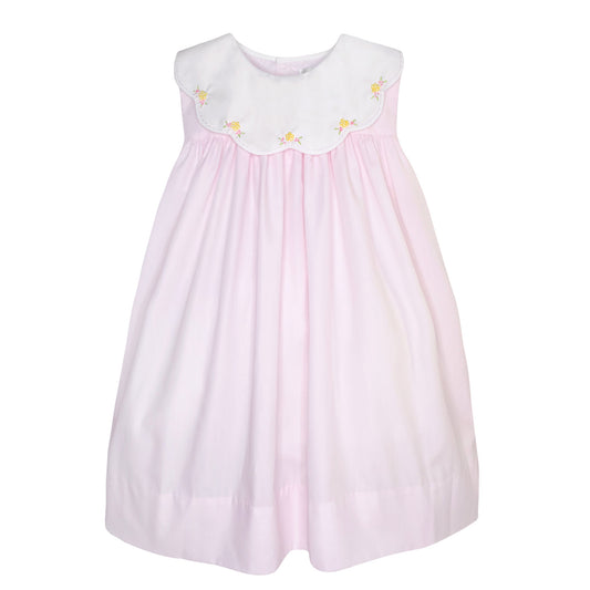 Pink Dot Collared w/ Embroidery Bloomer Set and Dress