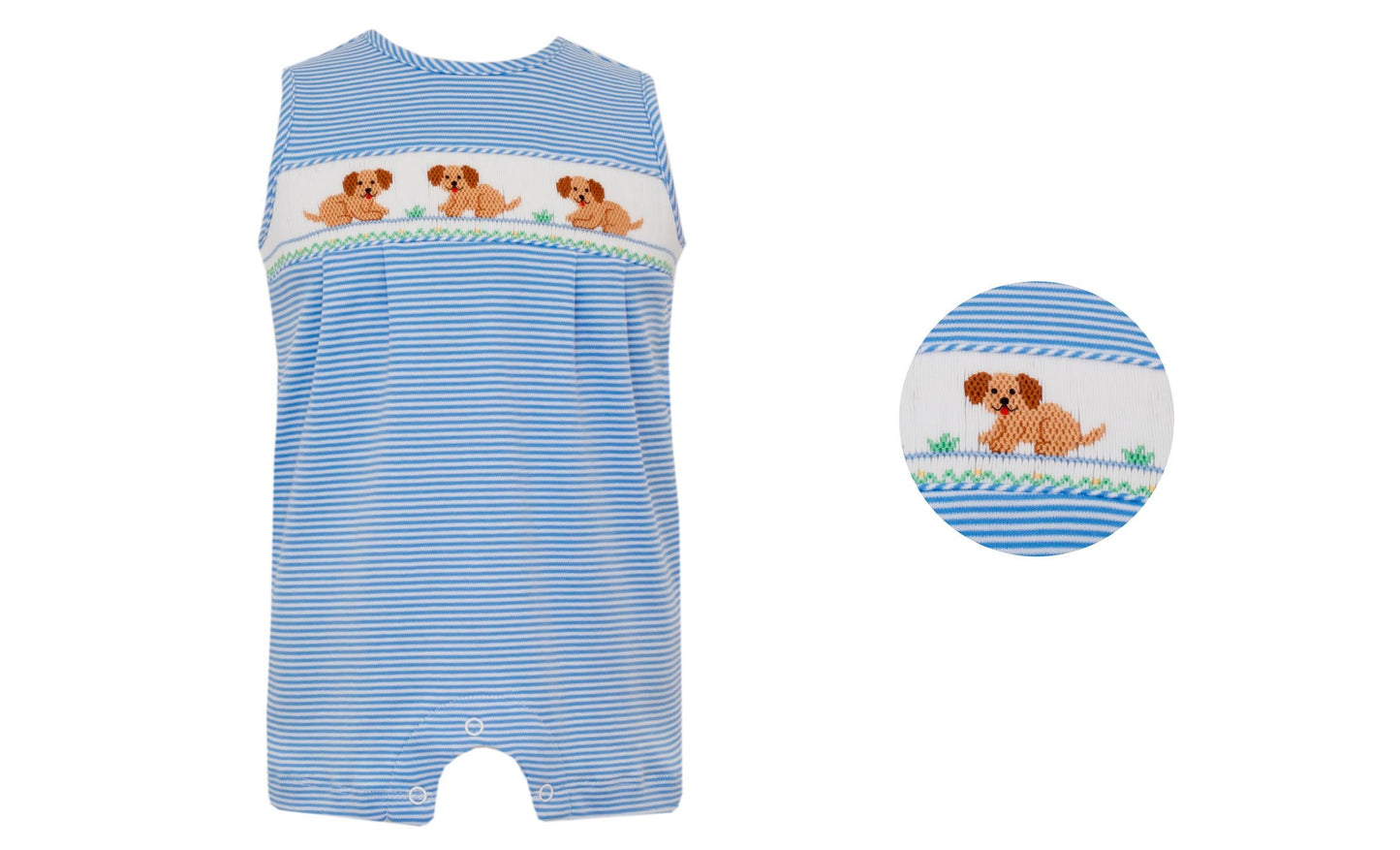 Smocked Garden Puppies Shortall