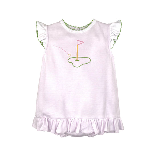 Girls Knit Embroidered Golf Bubble