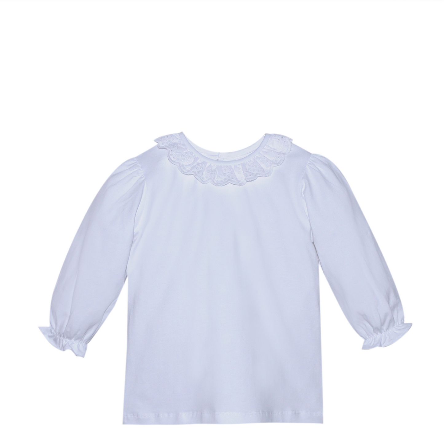 Ruffle Eyelet Collar Top