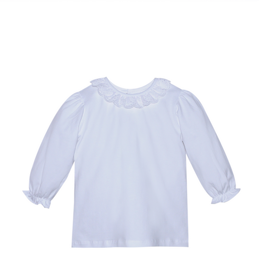 Ruffle Eyelet Collar Top