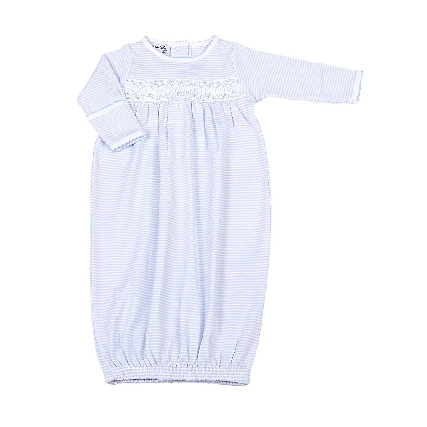 Blue Mini Stripes Smocked Gown