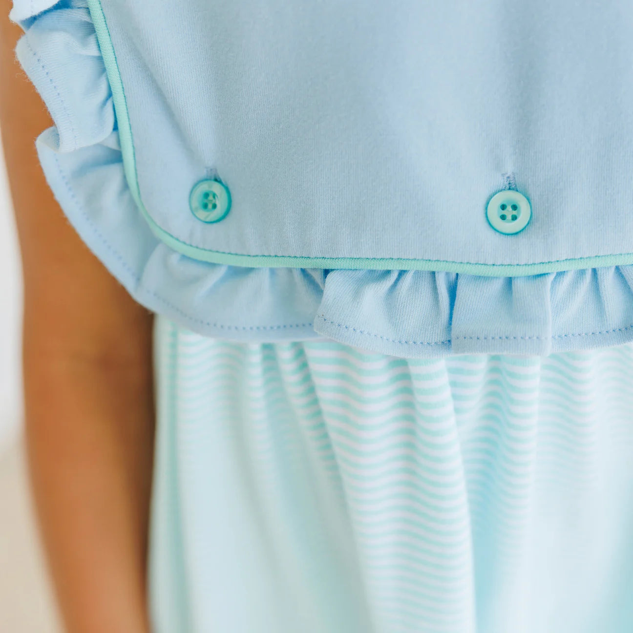 Amelia Dress - Blue/Mint Stripe