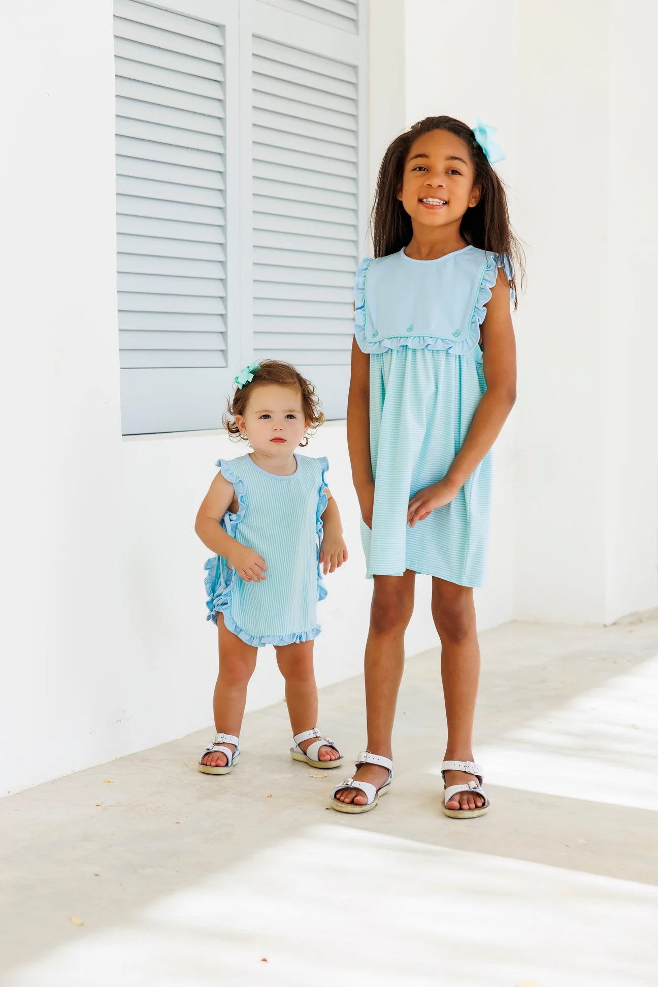 Amelia Dress - Blue/Mint Stripe