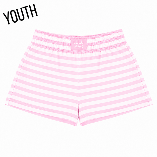 STRIPE MONO-TAG PATCH YOUTH SHORT-LIGHT PINK