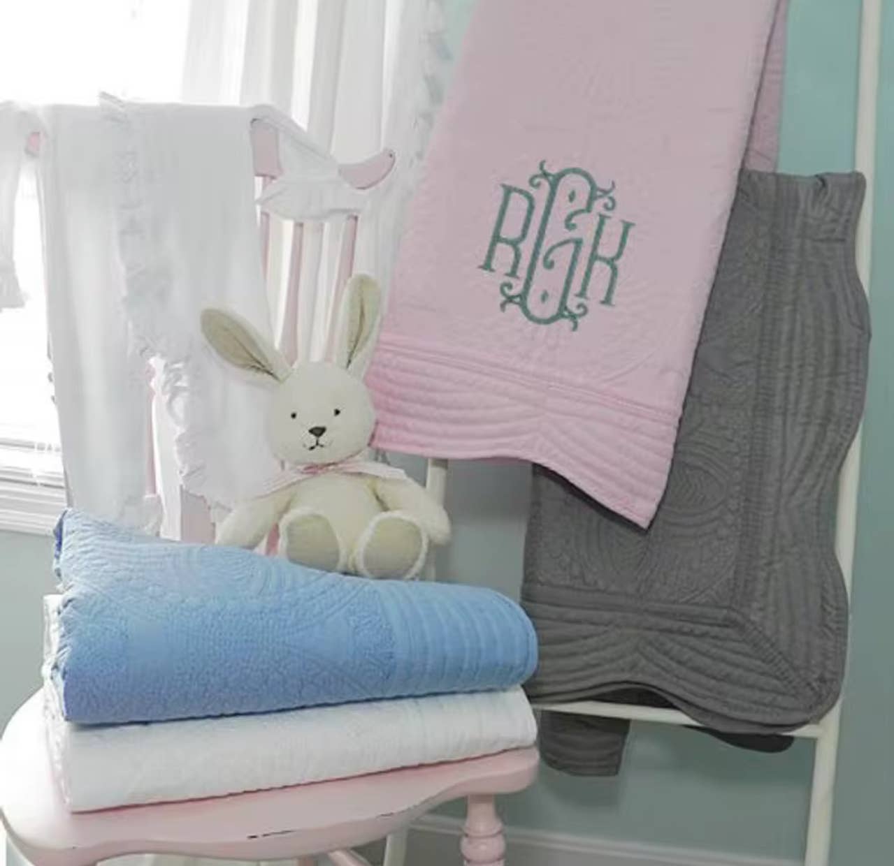 Heirloom Quilt - Baby Quilt Blanket Monogram