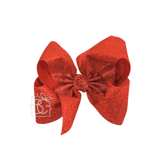 Red Glitter Hair Bow 5.5"