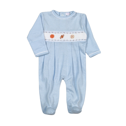 Baseball Smocked Footie