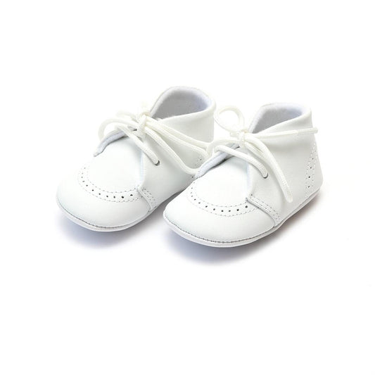 Benny Leather Brogue Oxford Crib Shoe - White