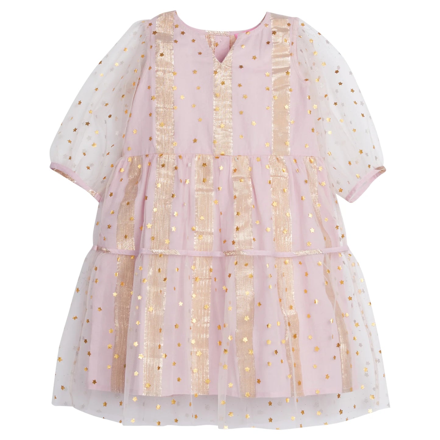 Madaket Dress - Pink Metallic Stars/Stripes