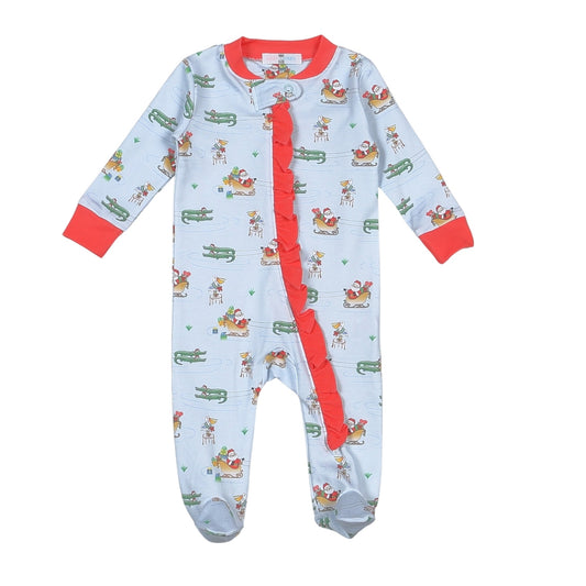 Girl Cajun Christmas Zipper Footie