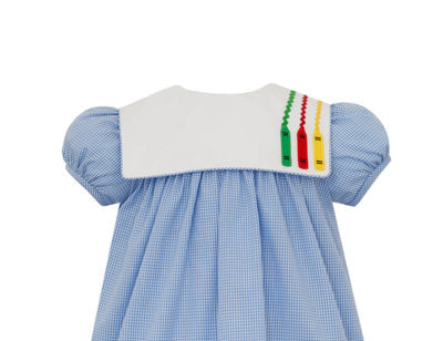 Blue Gingham Crayons Bloomer Set