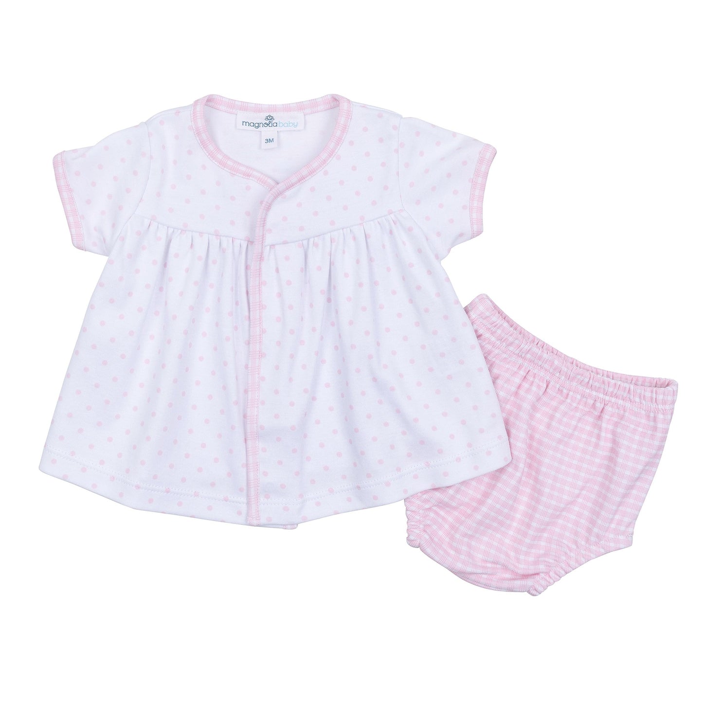 Gingham Dots Pink Diaper Cover Set