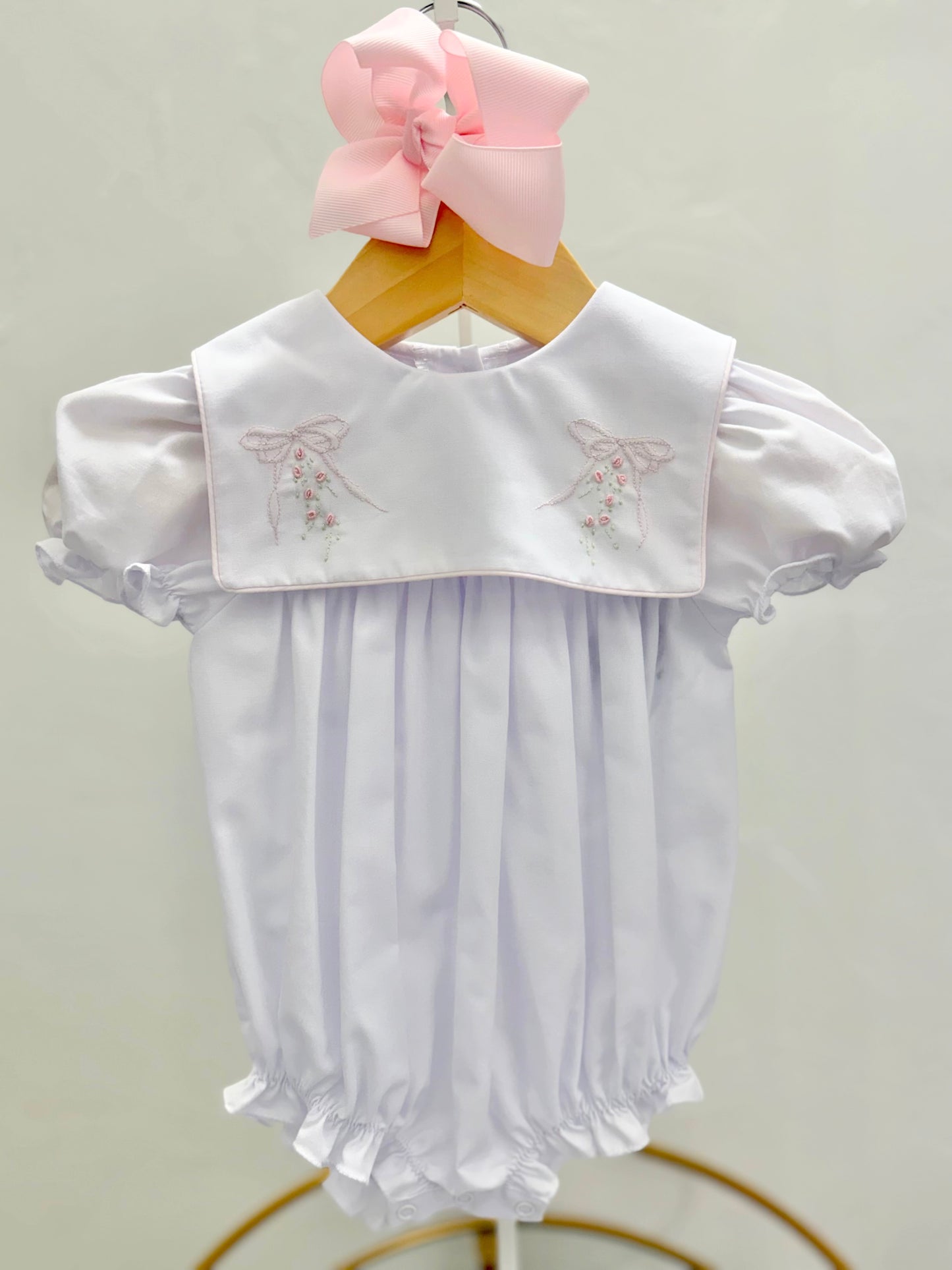 White Bubble w/ Embroidered Bows
